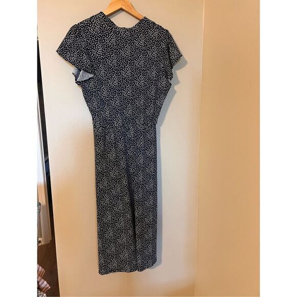 Adrianna Papell Women's M Flutter Sleeve Dot Printed Midi Dress Black White Twee - Picture 7 of 12